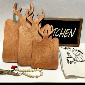 تخته سرو سه عددی چوبی مستطیل گوزن