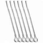 نی شربت قاشقی استيل نقره ای